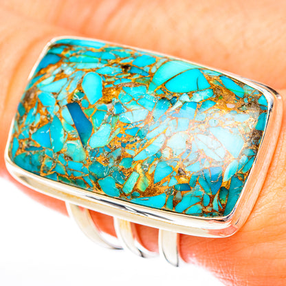 Blue Copper Composite Turquoise Rings handcrafted by Ana Silver Co - RING122902