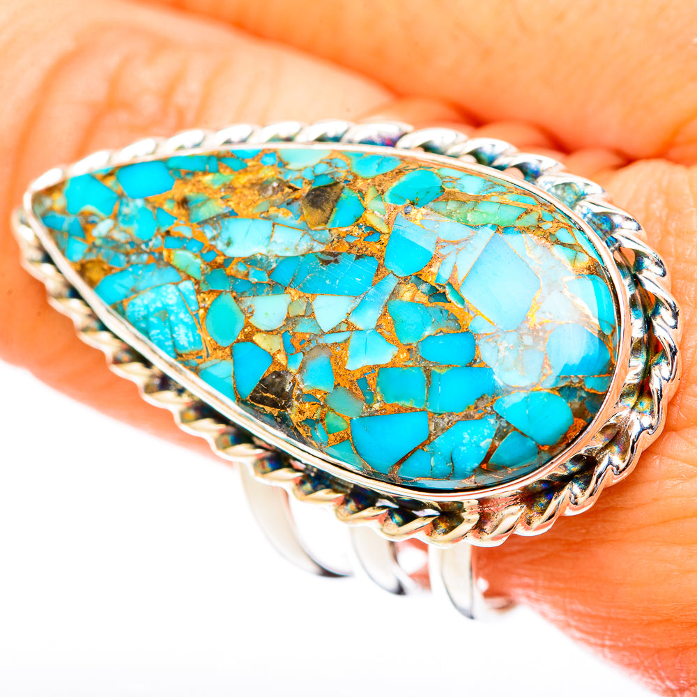 Blue Copper Composite Turquoise Rings handcrafted by Ana Silver Co - RING122904