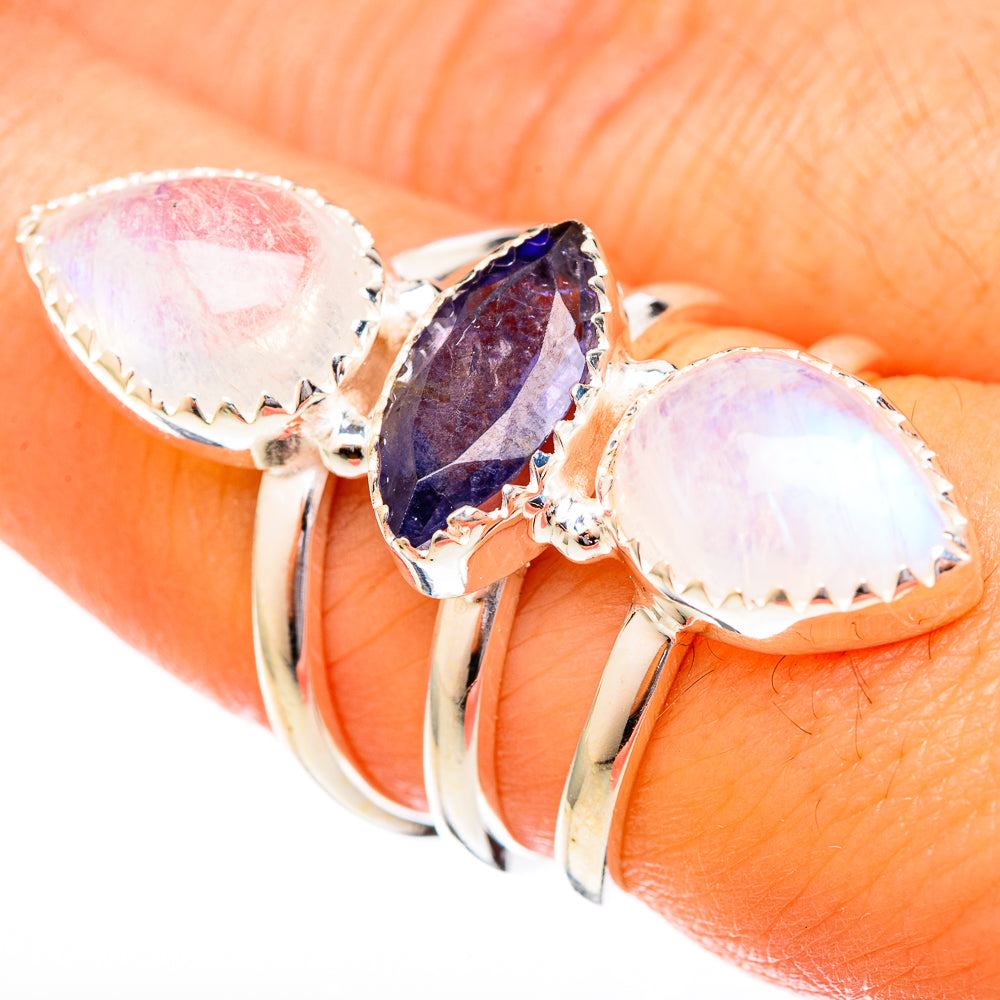 Rainbow Moonstone Rings handcrafted by Ana Silver Co - RING122907