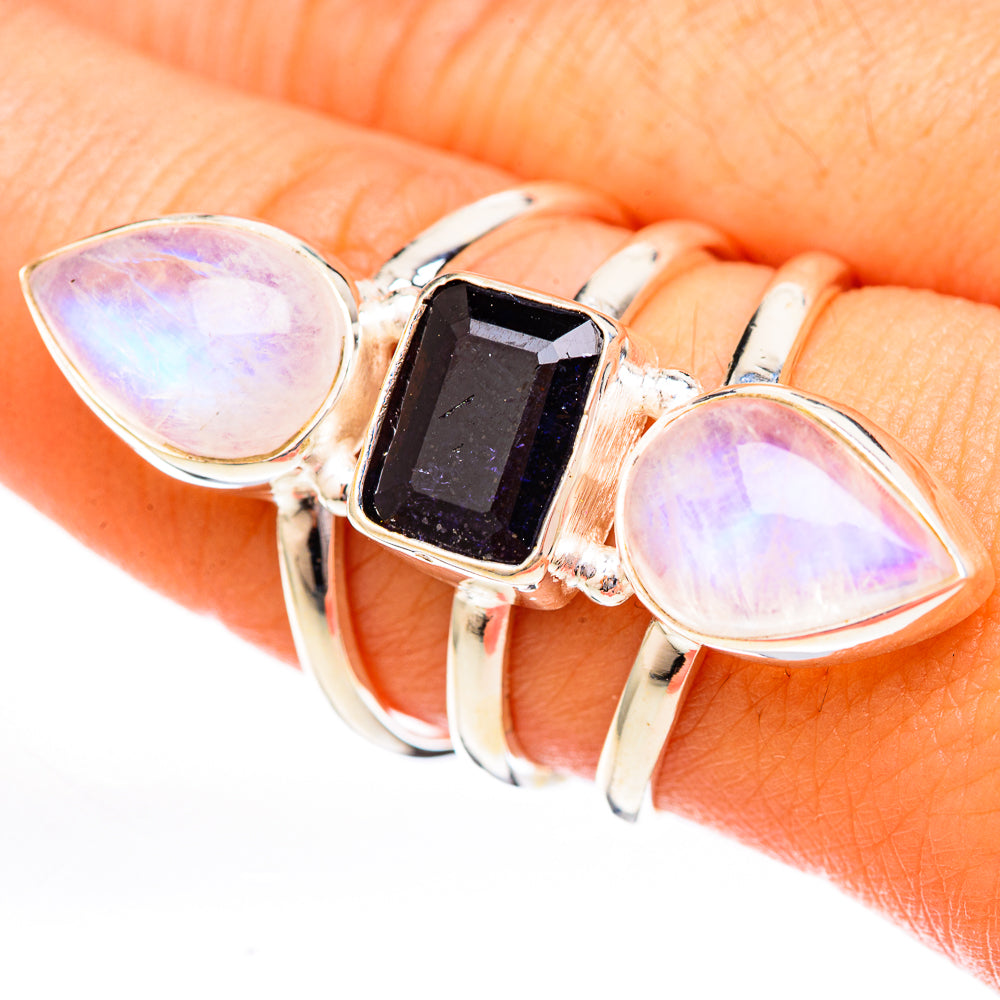 Rainbow Moonstone Rings handcrafted by Ana Silver Co - RING122908