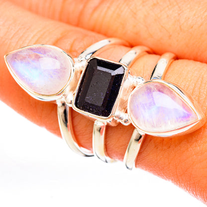 Rainbow Moonstone Rings handcrafted by Ana Silver Co - RING122908