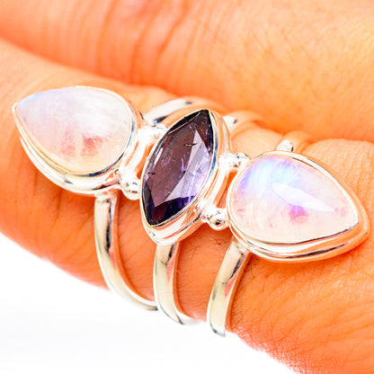Rainbow Moonstone Rings handcrafted by Ana Silver Co - RING122910