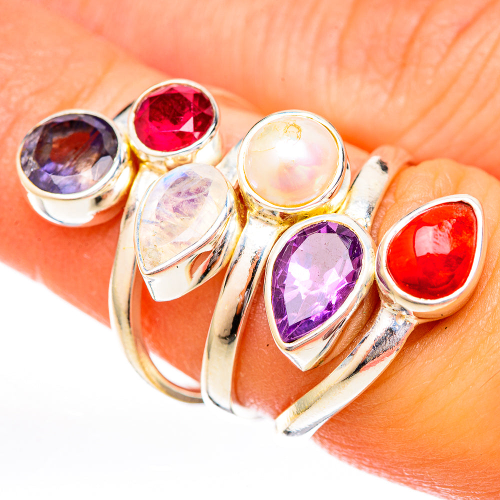 Rainbow Moonstone Rings handcrafted by Ana Silver Co - RING122914