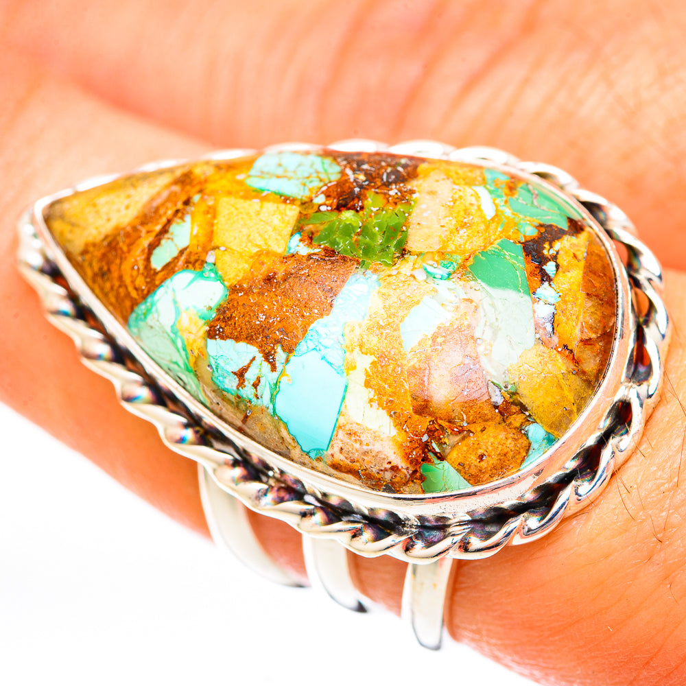 Blue Copper Composite Turquoise Rings handcrafted by Ana Silver Co - RING122915