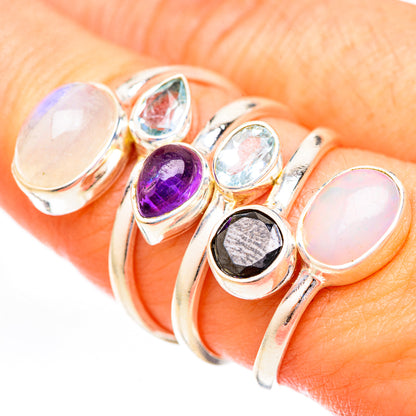 Rainbow Moonstone Rings handcrafted by Ana Silver Co - RING122916