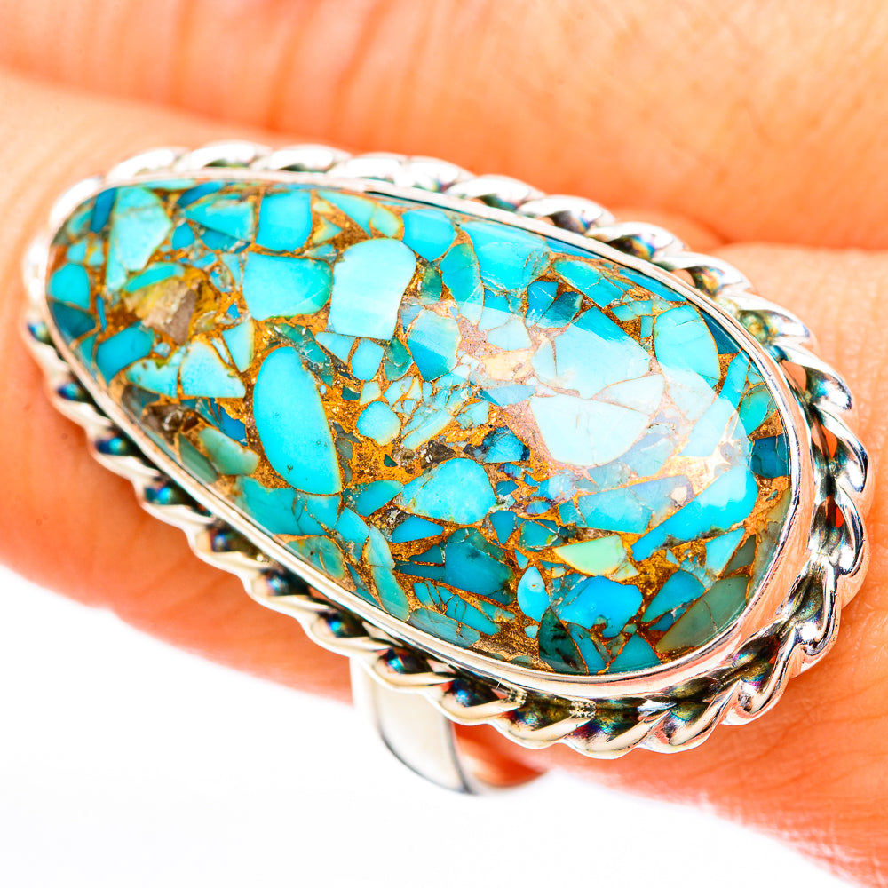 Blue Copper Composite Turquoise Rings handcrafted by Ana Silver Co - RING122920