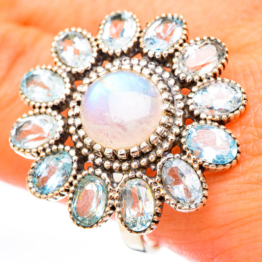 Rainbow Moonstone Rings handcrafted by Ana Silver Co - RING122921