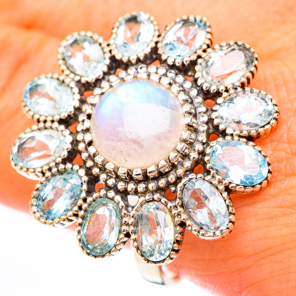 Rainbow Moonstone Rings handcrafted by Ana Silver Co - RING122921