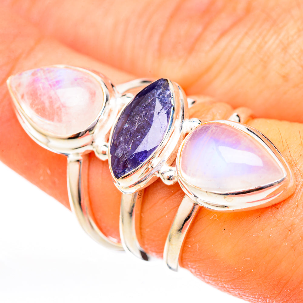 Rainbow Moonstone Rings handcrafted by Ana Silver Co - RING122927