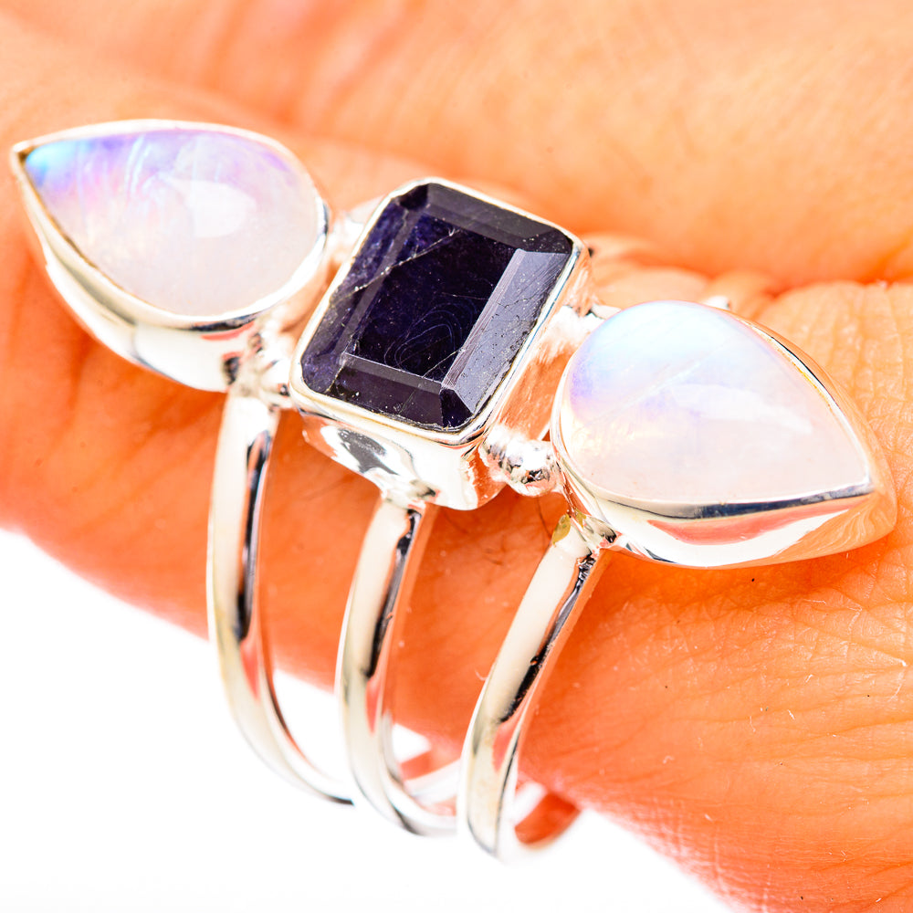 Rainbow Moonstone Rings handcrafted by Ana Silver Co - RING122928