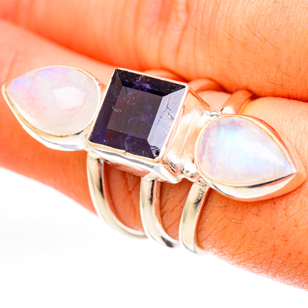 Rainbow Moonstone Rings handcrafted by Ana Silver Co - RING122930