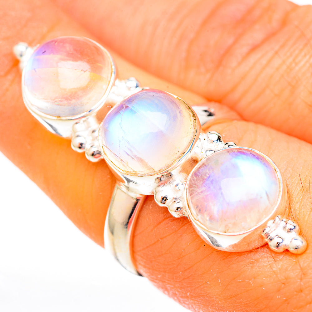 Rainbow Moonstone Rings handcrafted by Ana Silver Co - RING122931