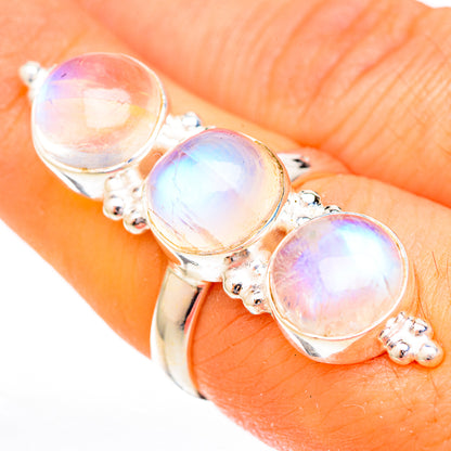 Rainbow Moonstone Rings handcrafted by Ana Silver Co - RING122931