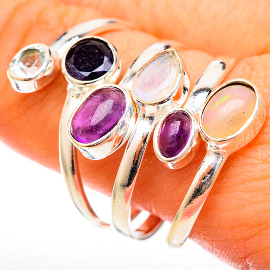 Rainbow Moonstone Rings handcrafted by Ana Silver Co - RING122936