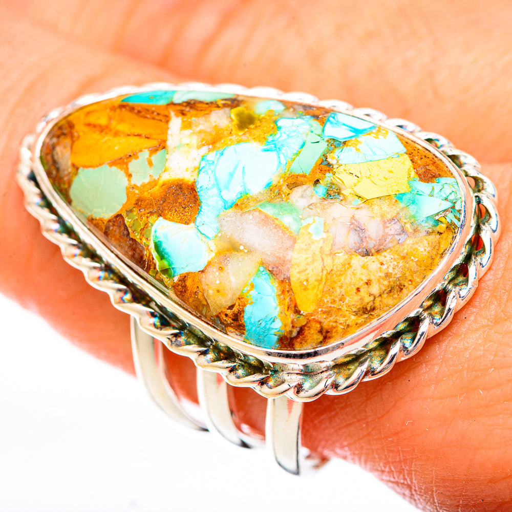 Blue Copper Composite Turquoise Rings handcrafted by Ana Silver Co - RING122938