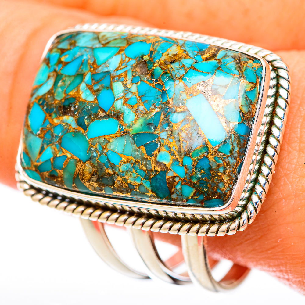 Blue Copper Composite Turquoise Rings handcrafted by Ana Silver Co - RING122939
