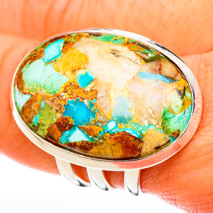 Blue Copper Composite Turquoise Rings handcrafted by Ana Silver Co - RING122941