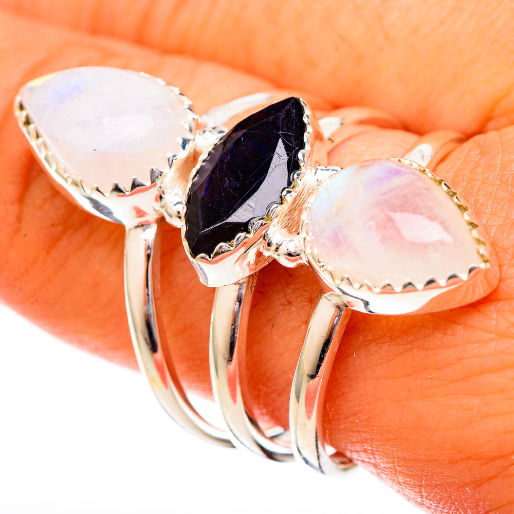 Rainbow Moonstone Rings handcrafted by Ana Silver Co - RING122944