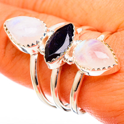 Rainbow Moonstone Rings handcrafted by Ana Silver Co - RING122944