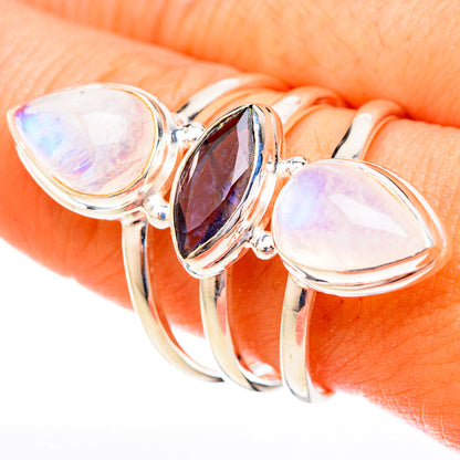 Rainbow Moonstone Rings handcrafted by Ana Silver Co - RING122946