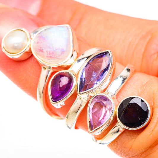 Rainbow Moonstone Rings handcrafted by Ana Silver Co - RING122947