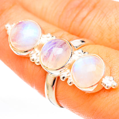 Rainbow Moonstone Rings handcrafted by Ana Silver Co - RING122948