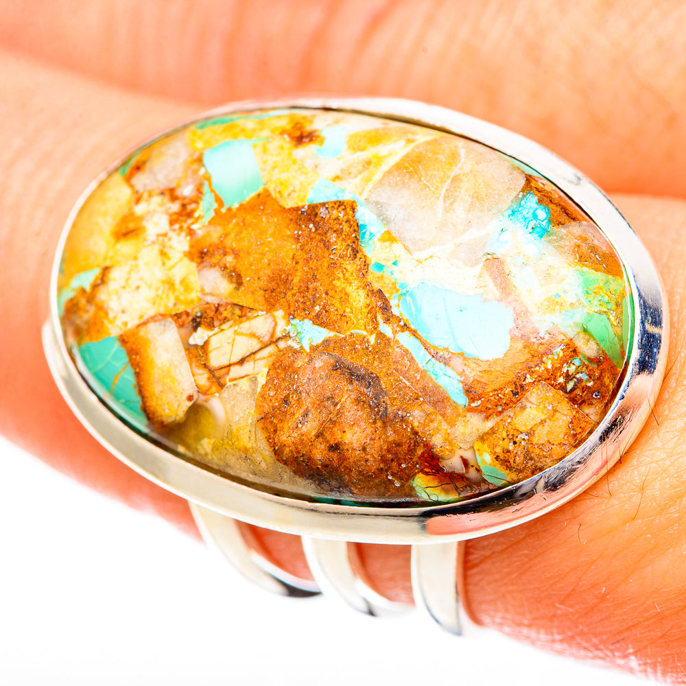 Blue Copper Composite Turquoise Rings handcrafted by Ana Silver Co - RING122950