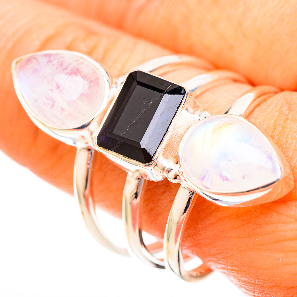 Rainbow Moonstone Rings handcrafted by Ana Silver Co - RING122957