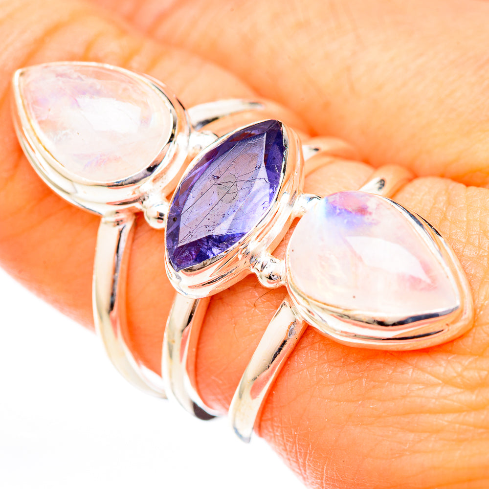 Rainbow Moonstone Rings handcrafted by Ana Silver Co - RING122958