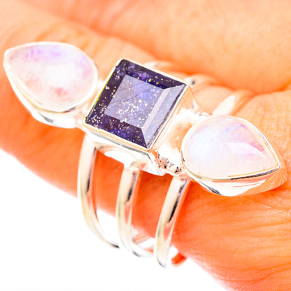 Rainbow Moonstone Rings handcrafted by Ana Silver Co - RING122959