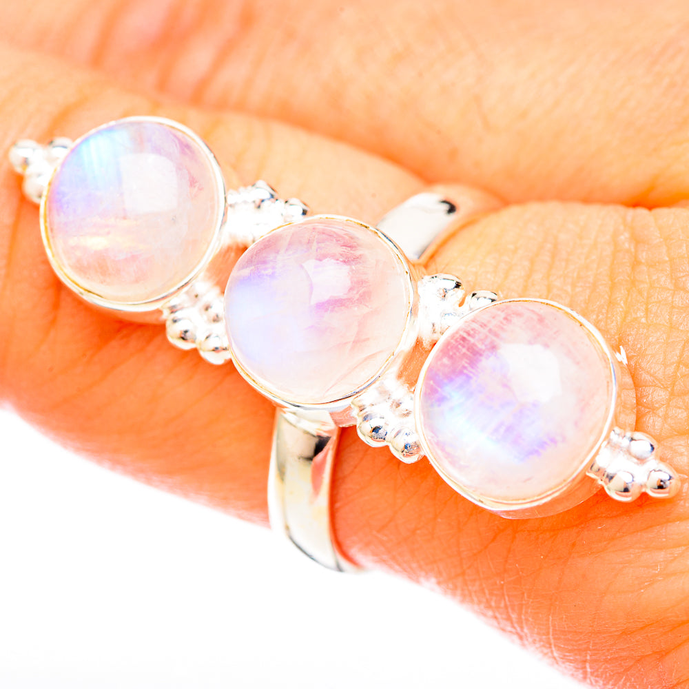 Rainbow Moonstone Rings handcrafted by Ana Silver Co - RING122962