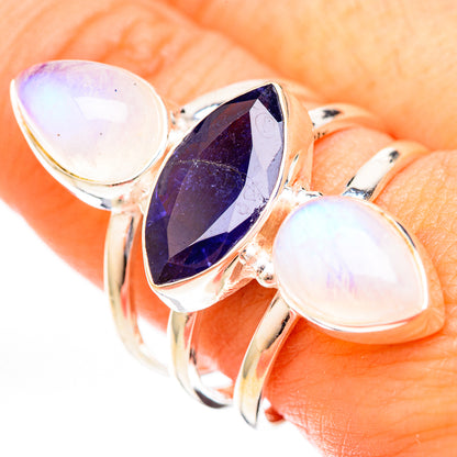 Rainbow Moonstone Rings handcrafted by Ana Silver Co - RING122968