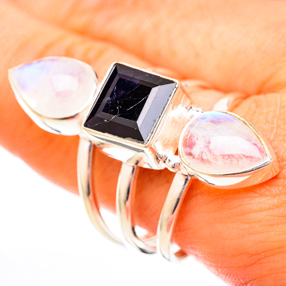 Rainbow Moonstone Rings handcrafted by Ana Silver Co - RING122969