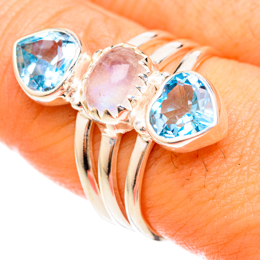 Rainbow Moonstone Rings handcrafted by Ana Silver Co - RING123017