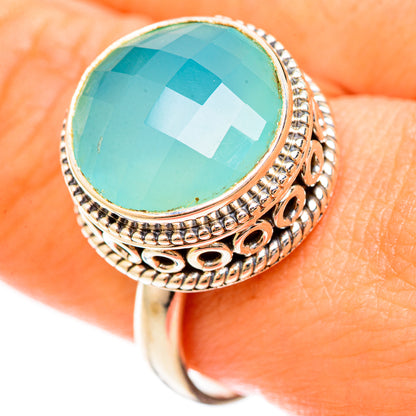 Aqua Chalcedony Rings handcrafted by Ana Silver Co - RING123019
