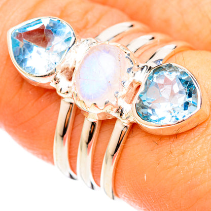 Rainbow Moonstone Rings handcrafted by Ana Silver Co - RING123059