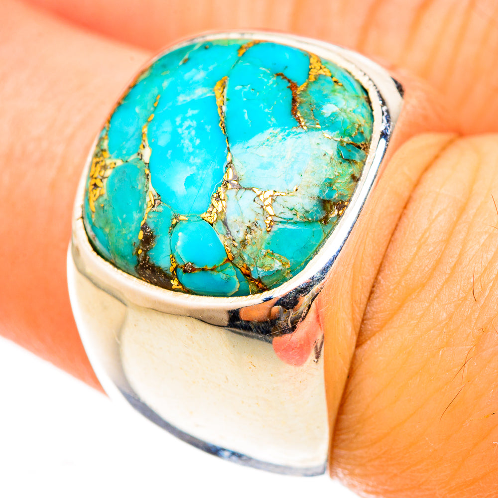 Blue Copper Composite Turquoise Rings handcrafted by Ana Silver Co - RING123093