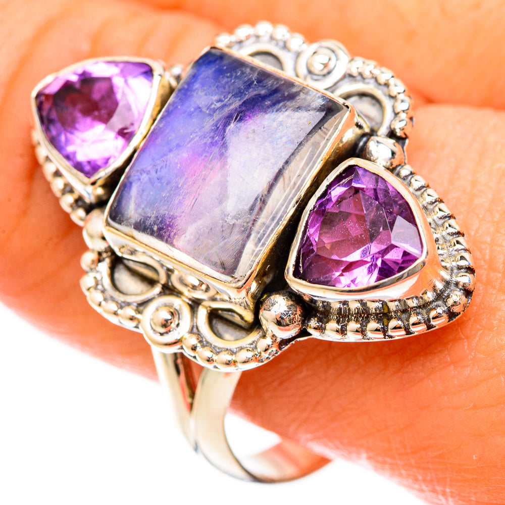 Rainbow Moonstone Rings handcrafted by Ana Silver Co - RING123100