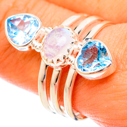 Rainbow Moonstone Rings handcrafted by Ana Silver Co - RING123196