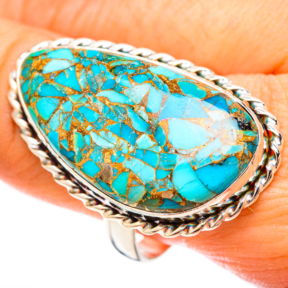 Blue Copper Composite Turquoise Rings handcrafted by Ana Silver Co - RING123224