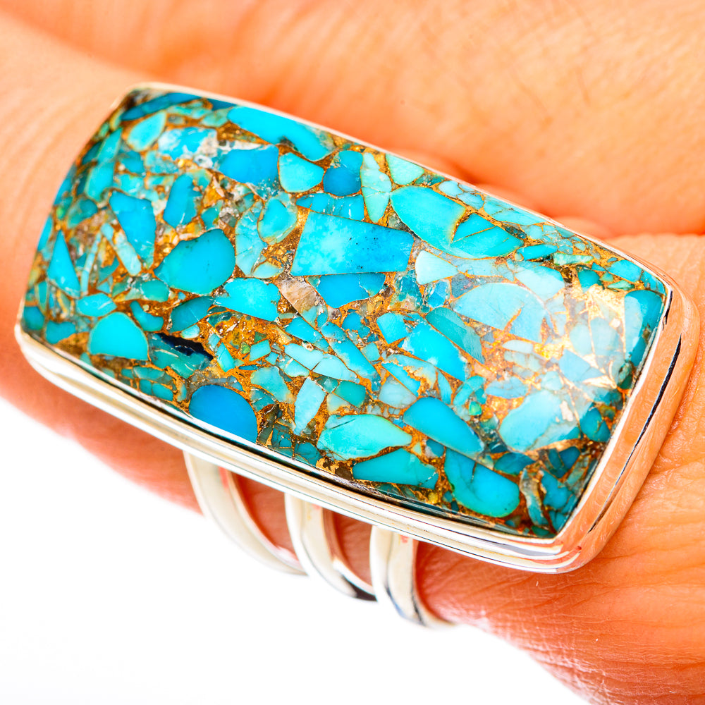 Blue Copper Composite Turquoise Rings handcrafted by Ana Silver Co - RING123226