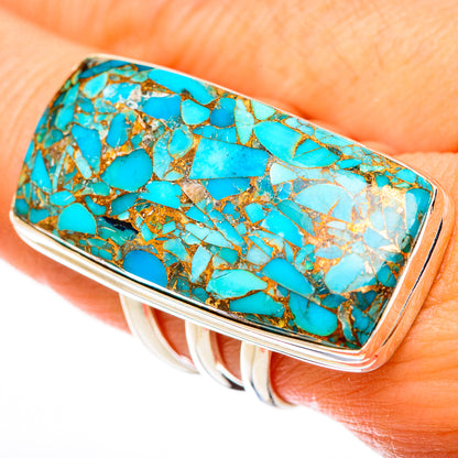 Blue Copper Composite Turquoise Rings handcrafted by Ana Silver Co - RING123226