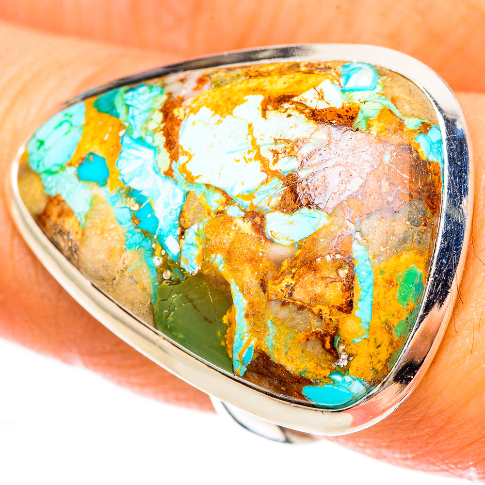 Blue Copper Composite Turquoise Rings handcrafted by Ana Silver Co - RING123228
