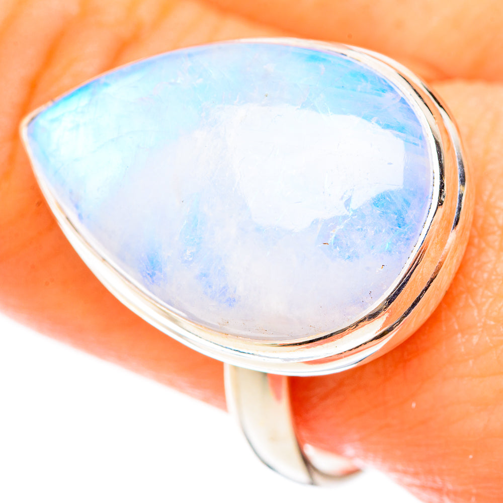 Rainbow Moonstone Rings handcrafted by Ana Silver Co - RING123229