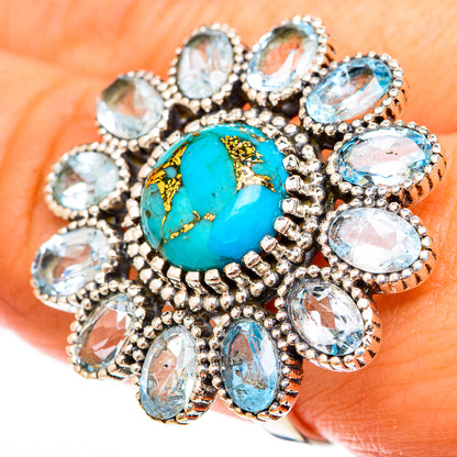 Blue Copper Composite Turquoise Rings handcrafted by Ana Silver Co - RING123242