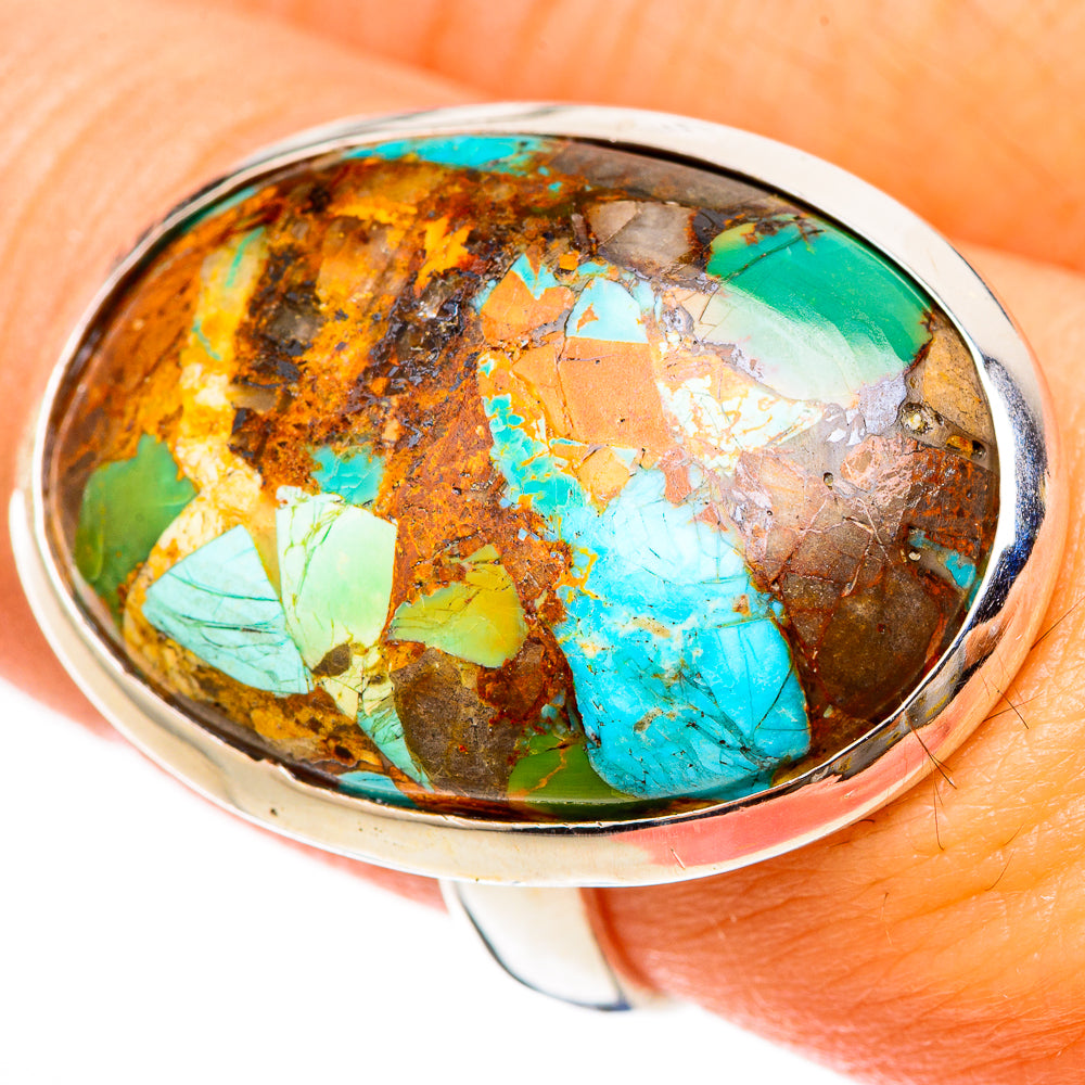 Blue Copper Composite Turquoise Rings handcrafted by Ana Silver Co - RING123246