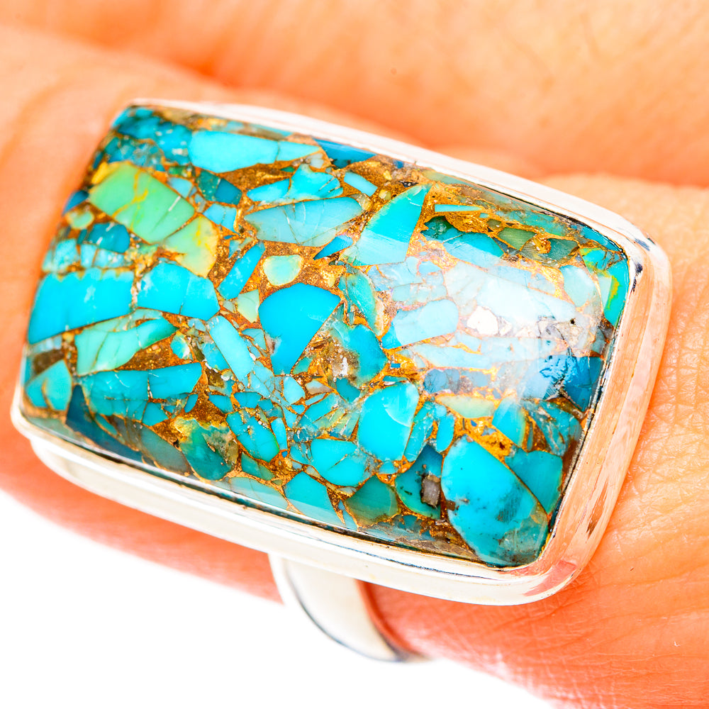 Blue Copper Composite Turquoise Rings handcrafted by Ana Silver Co - RING123247