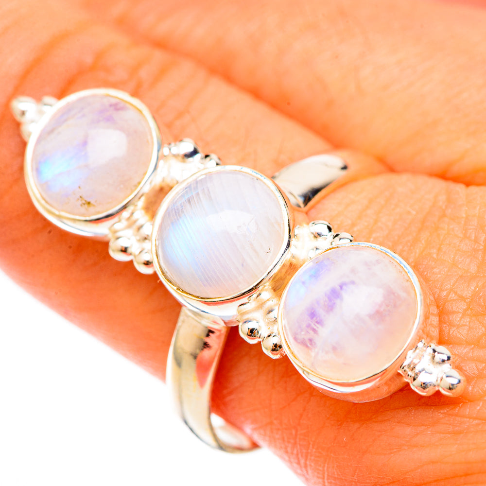 Rainbow Moonstone Rings handcrafted by Ana Silver Co - RING123256