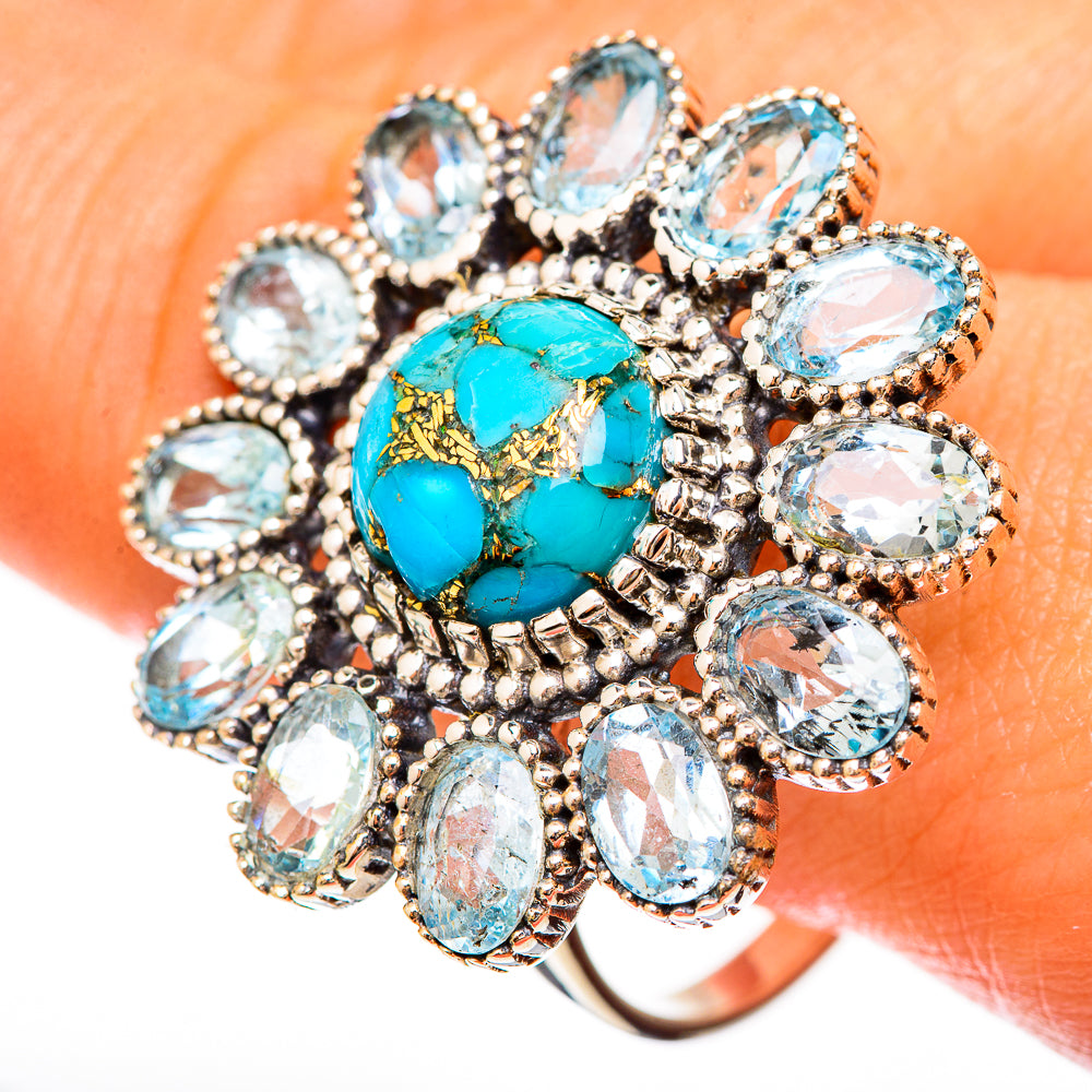 Blue Copper Composite Turquoise Rings handcrafted by Ana Silver Co - RING123262