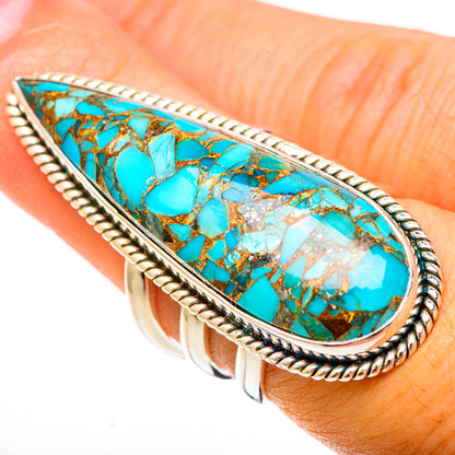 Blue Copper Composite Turquoise Rings handcrafted by Ana Silver Co - RING123264